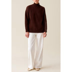 Brown Zipped High Neck Sweater