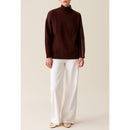 Pull Col Montant Zippé Marron