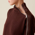 Pull Col Montant Zippé Marron