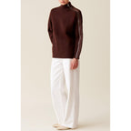 Brown Zipped High Neck Sweater