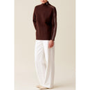 Pull Col Montant Zippé Marron
