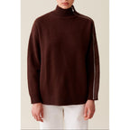 Pull Col Montant Zippé Marron