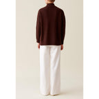 Brown Zipped High Neck Sweater