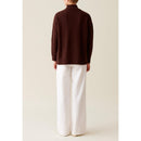 Pull Col Montant Zippé Marron