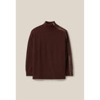 Brown Zipped High Neck Sweater