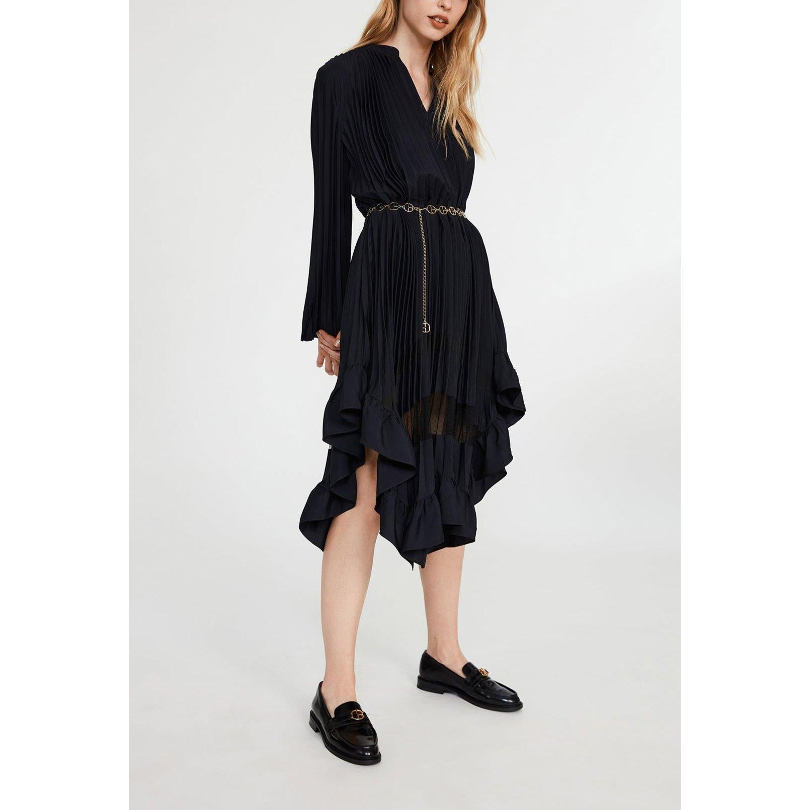 Vestido Plisado Con Volante