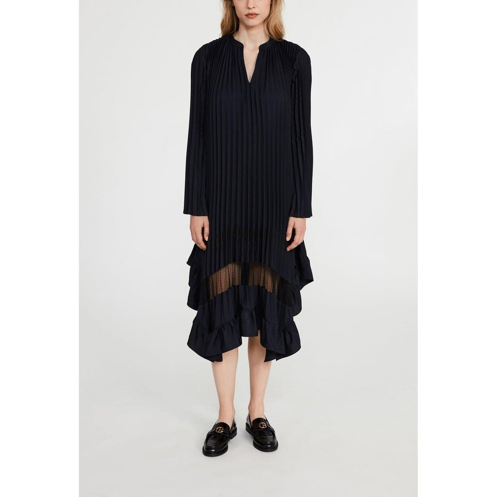 Vestido Plisado Con Volante