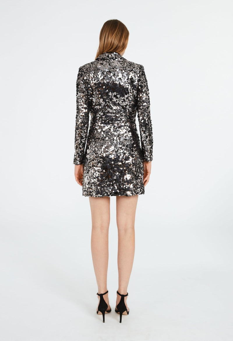 Claudie Pierlot - Vestido C&T - Reseuta - Plata