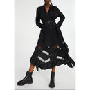Claudie Pierlot - Vestido largo negro plisado con volantes