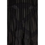 Long Black Pleated Ruffle Dress