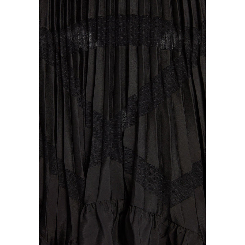 Claudie Pierlot - Vestido largo negro plisado con volantes
