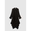 Claudie Pierlot - Vestido largo negro plisado con volantes