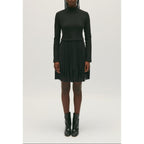 Black Pleated Short Twist Dress