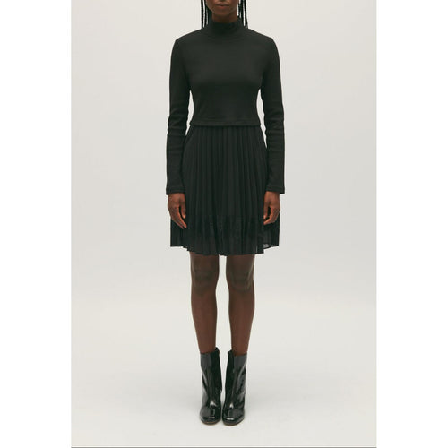 Robe Twist Courte Plissée Noire
