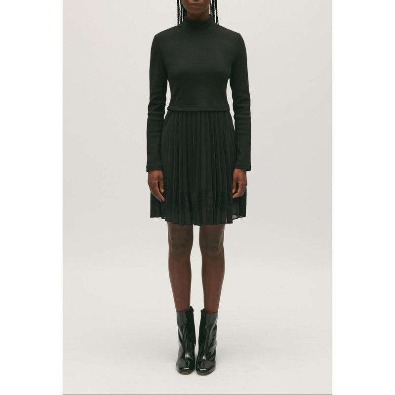 Robe Twist Courte Plissée Noire