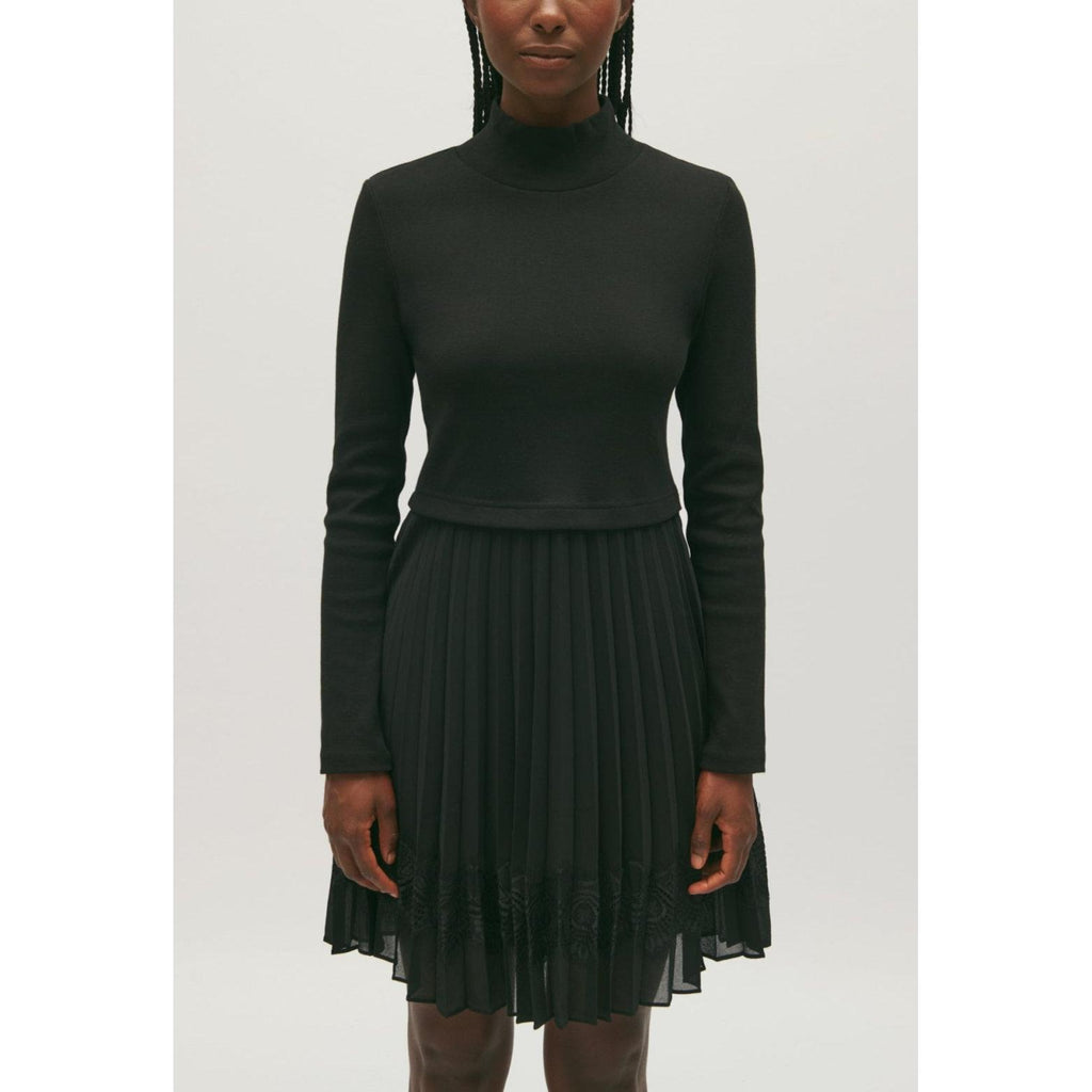 Short Black Pleated Twist Dress