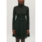 Short Black Pleated Twist Dress