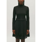 Black Pleated Short Twist Dress