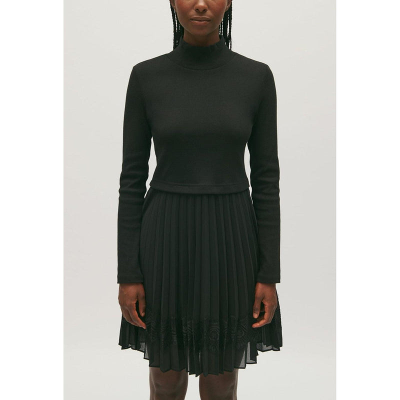 Robe Twist Courte Plissée Noire