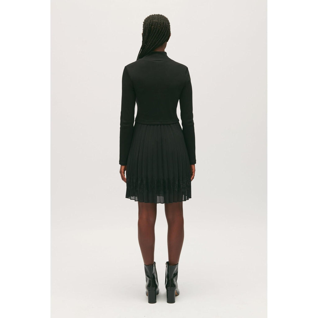 Short Black Pleated Twist Dress