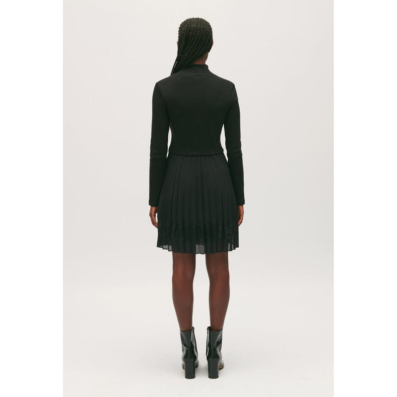 Robe Twist Courte Plissée Noire
