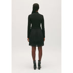 Black Pleated Short Twist Dress