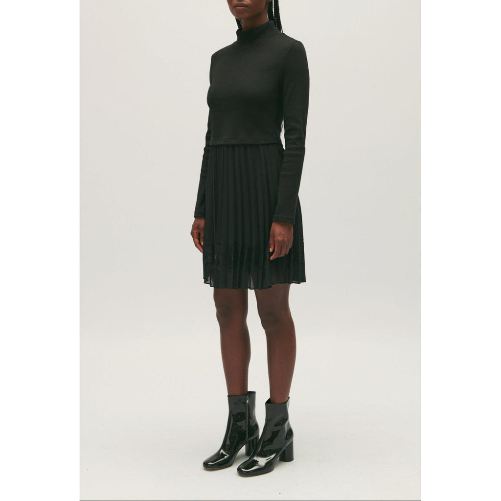Short Black Pleated Twist Dress