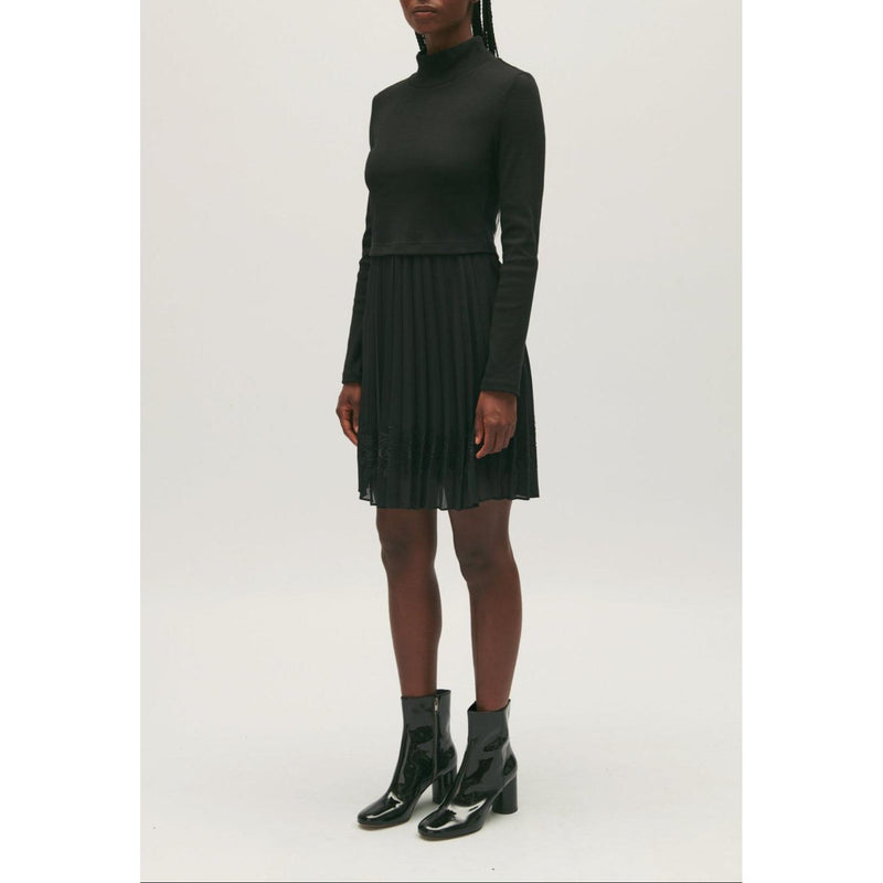 Robe Twist Courte Plissée Noire