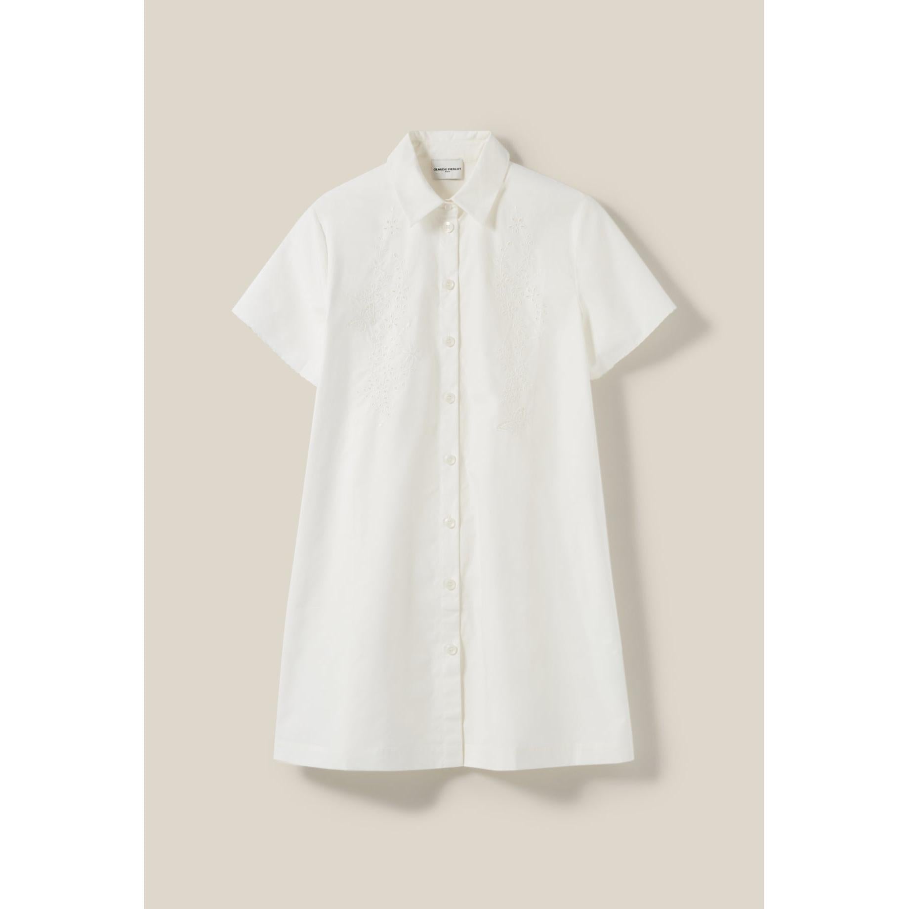 Claudie Pierlot - Robe Chemise Courte Brodée