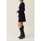 Navy Belted Babydoll Dress