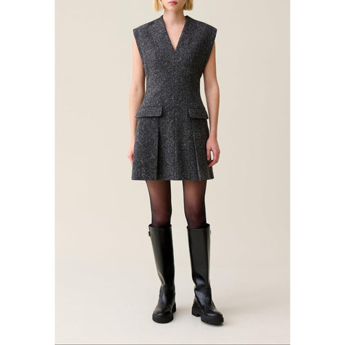 Robe Grise Cintrée Tailleur Tweed