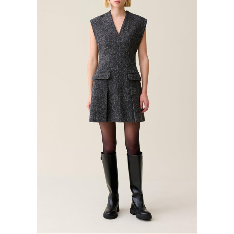 Robe Grise Cintrée Tailleur Tweed