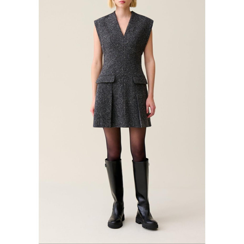 Claudie Pierlot - Gray Fitted Dress Tweed Suit