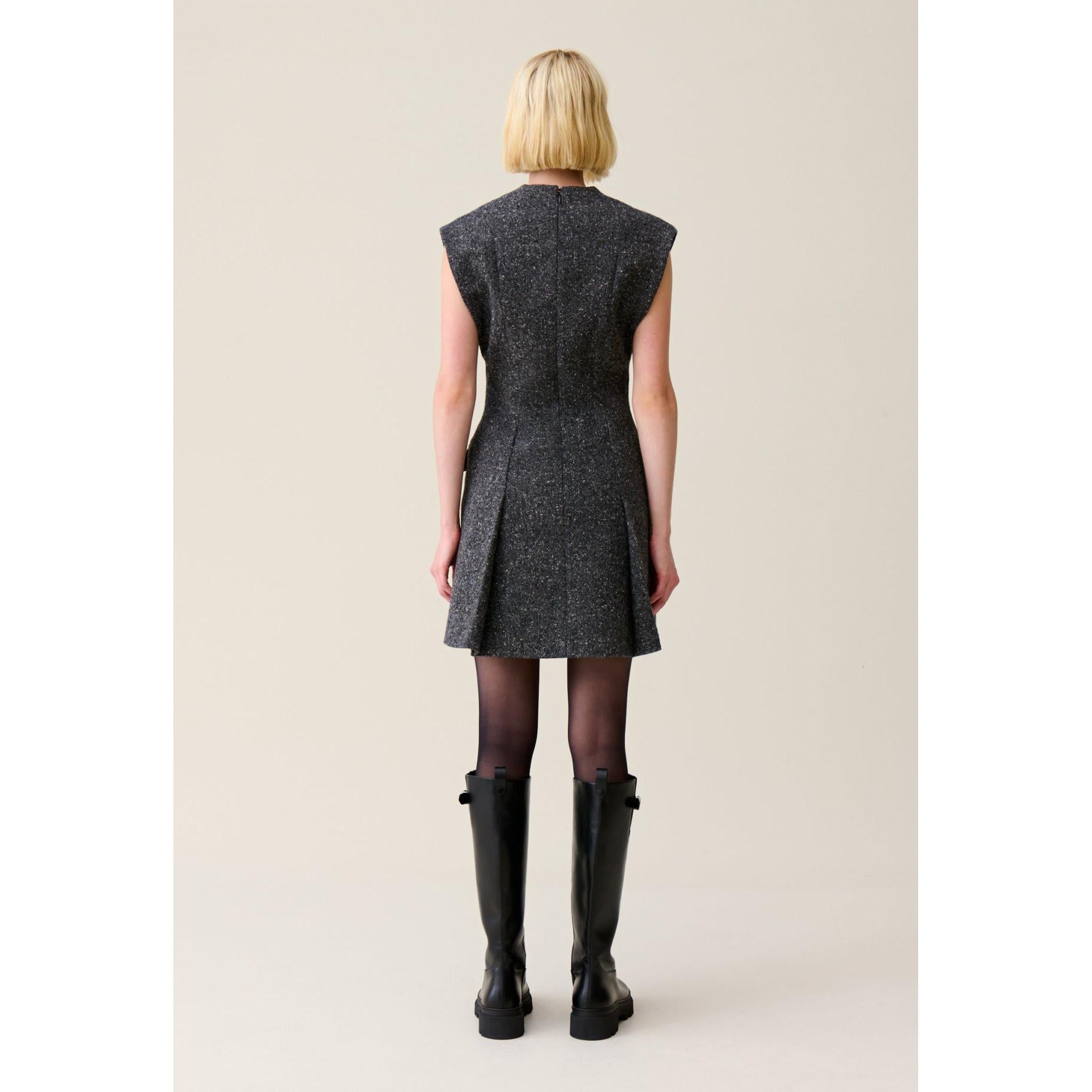 Claudie Pierlot - Gray Fitted Dress Tweed Suit