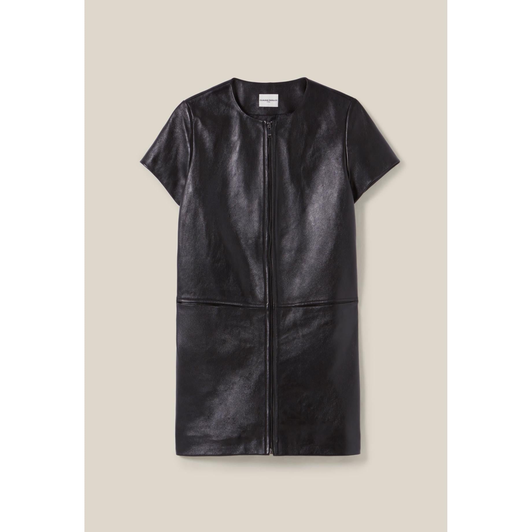 Claudie Pierlot - Robe Cuir Courte Zippée