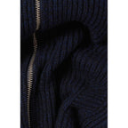 Zipped Knit Dress with Stand Collar