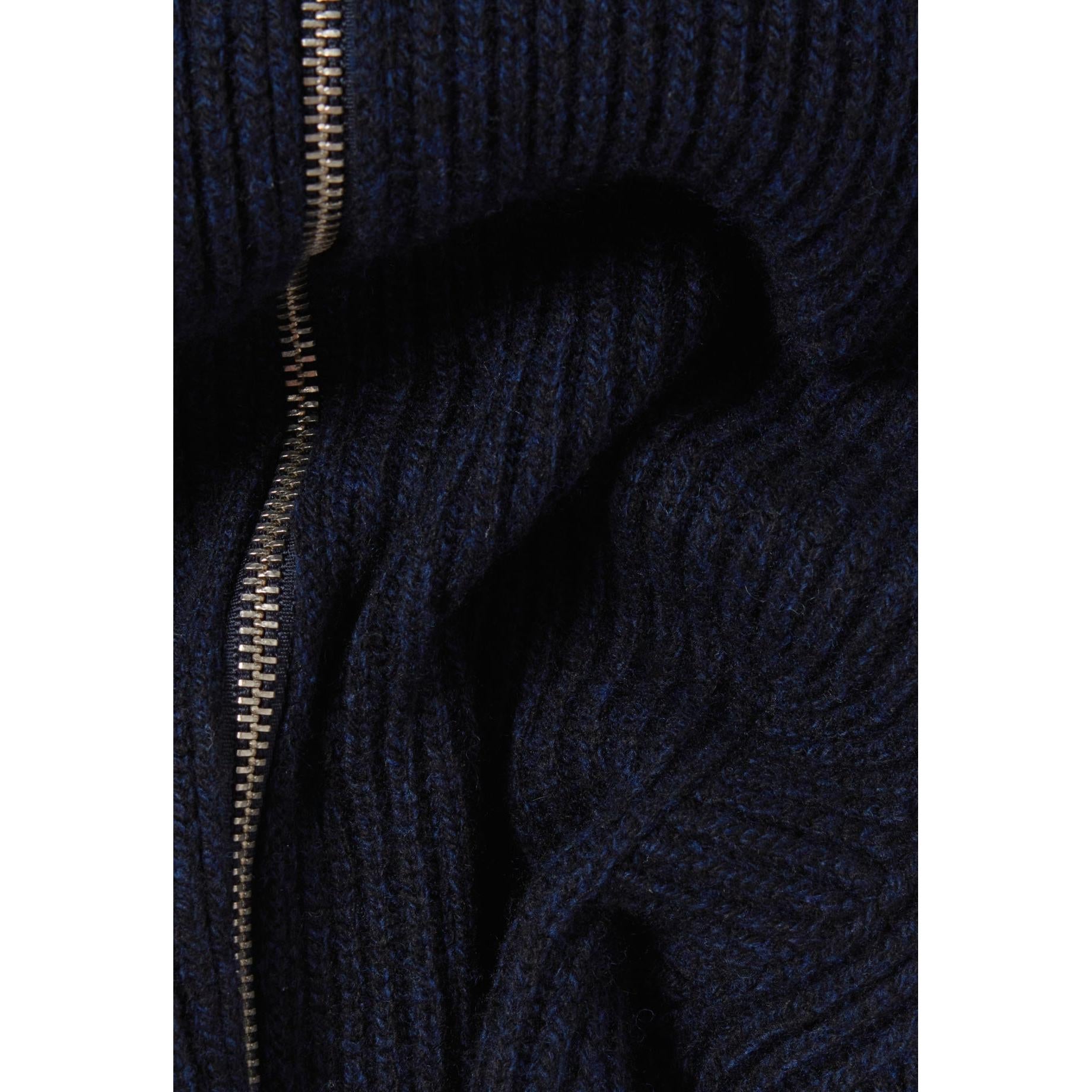 Zipped Knit Dress with Stand Collar