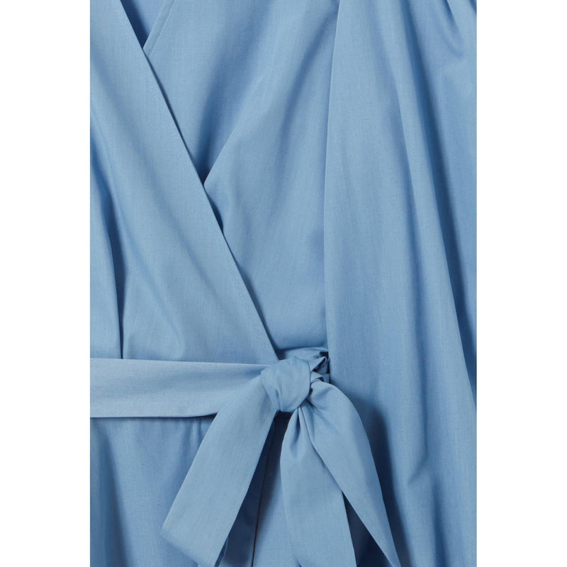 Vestido corto azul con manga globo