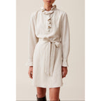 Robe Rayée Col Volanté