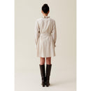 Vestido a rayas con cuello con volantes