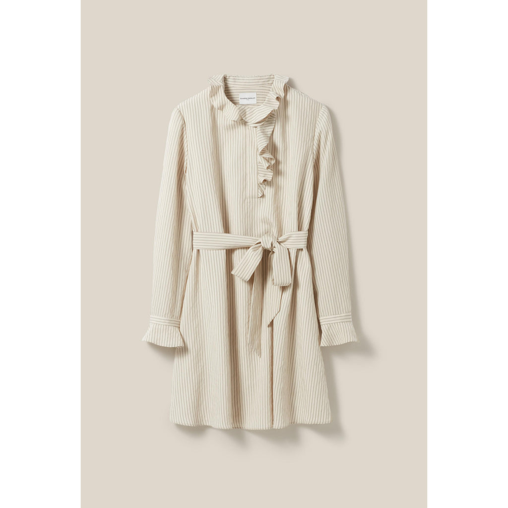 Robe Rayée Col Volanté