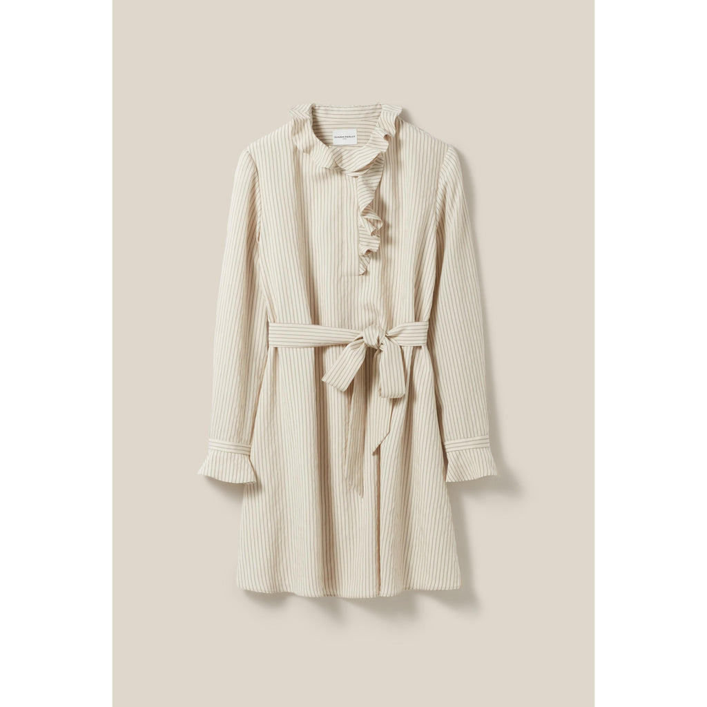 Ruffled Collar Striped Dress