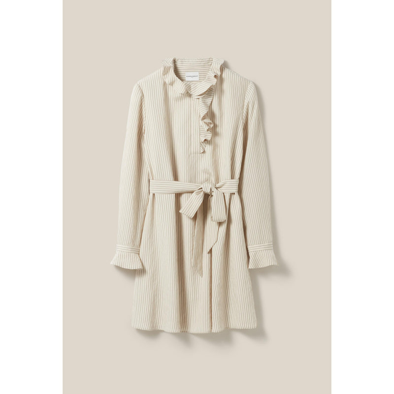 Vestido a rayas con cuello con volantes