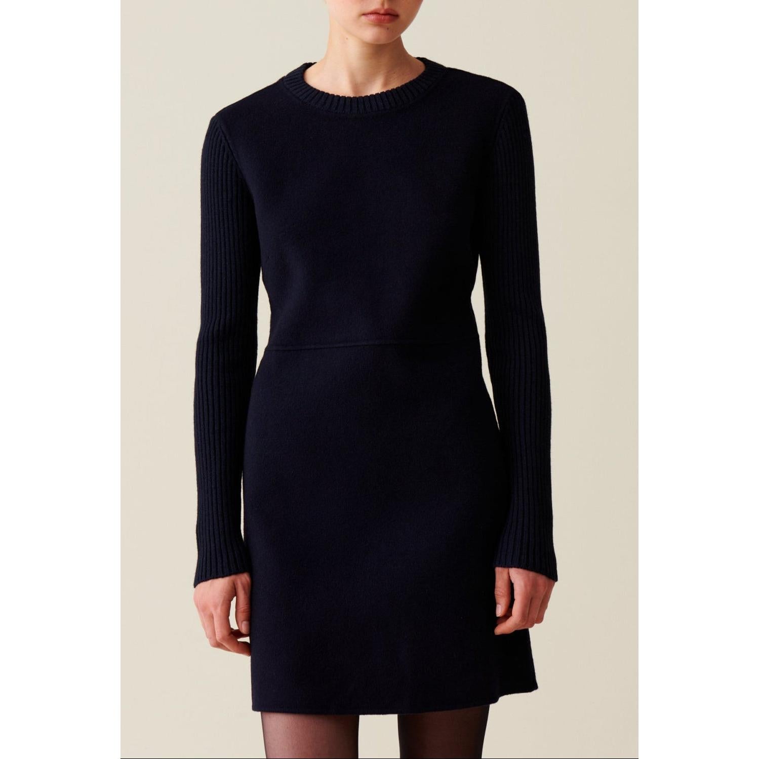 Claudie Pierlot - Short Knitted Dress with Ribbed Back