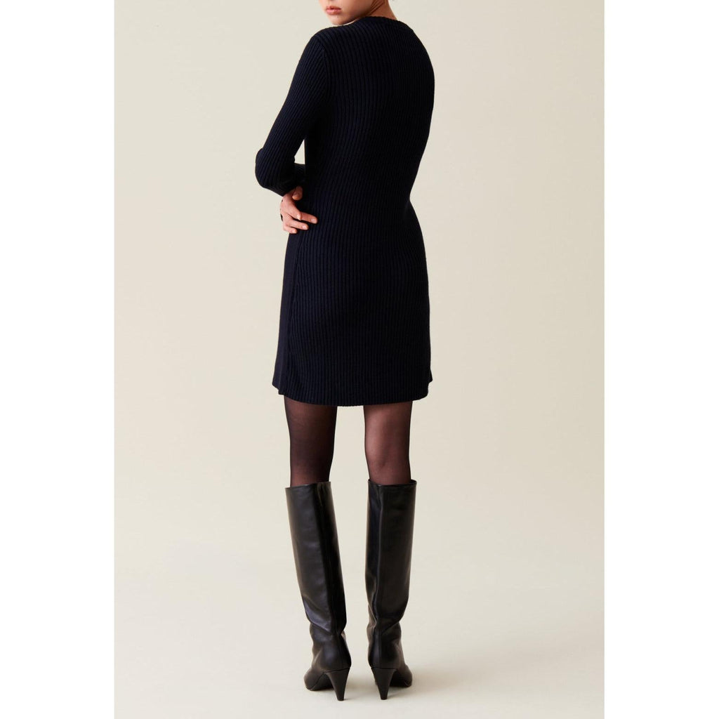 Claudie Pierlot - Short Knitted Dress with Ribbed Back