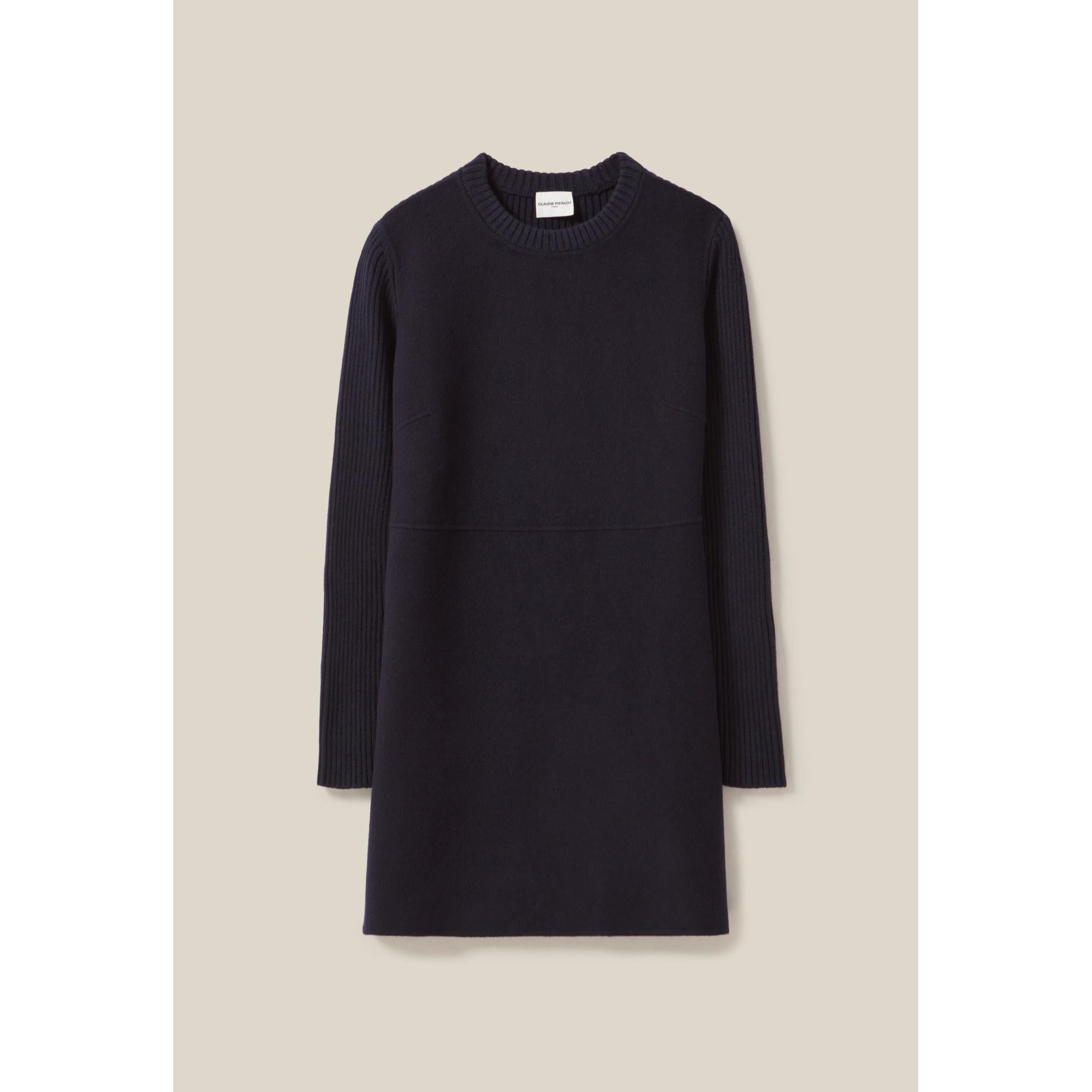 Claudie Pierlot - Short Knitted Dress with Ribbed Back