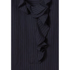 Navy Striped Ruffle Dress