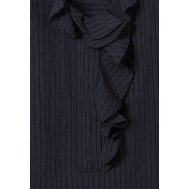 Vestido con volante de rayas azul marino