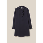 Navy Striped Ruffle Dress