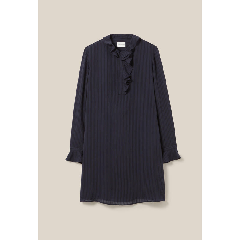 Vestido con volante de rayas azul marino